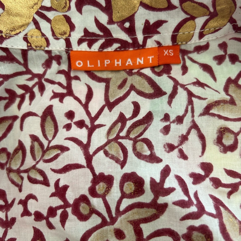 Oliphant Maxi In Marchesa Wine, Gold Foil Cotton Shirt Dress - Picture 13 of 14